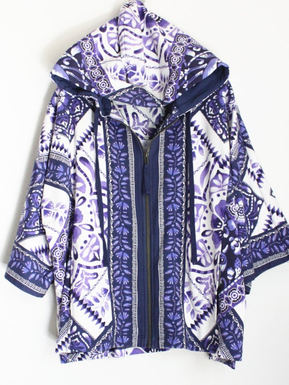 JOHNNY WAS Dolman Short Sleeve Hoodie, Size XL